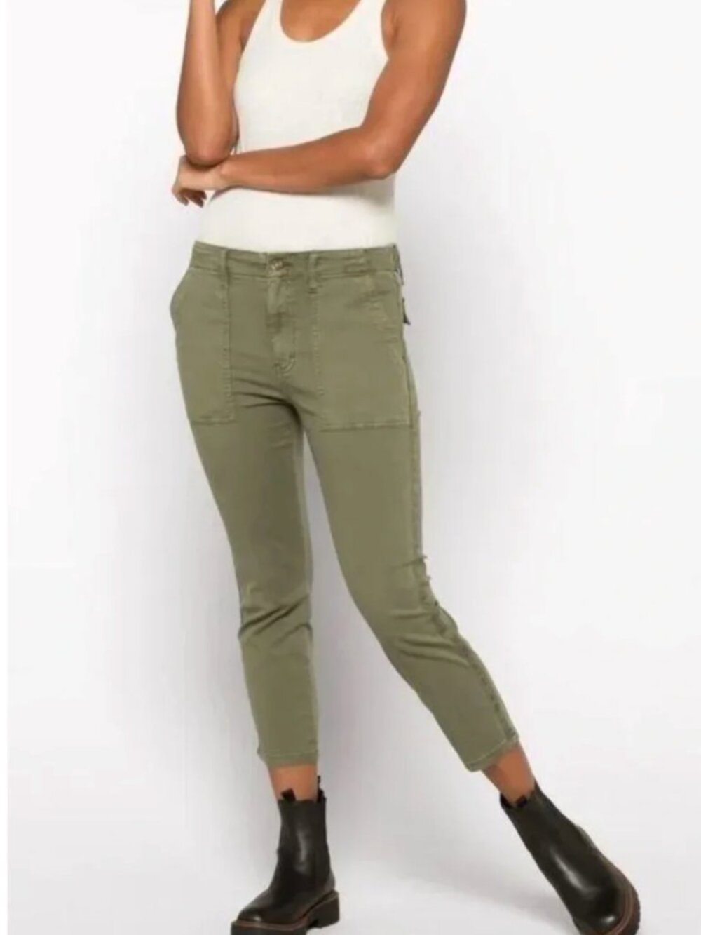 Pistola | Mara Mid-Rise Army Green Utility Crop Pants